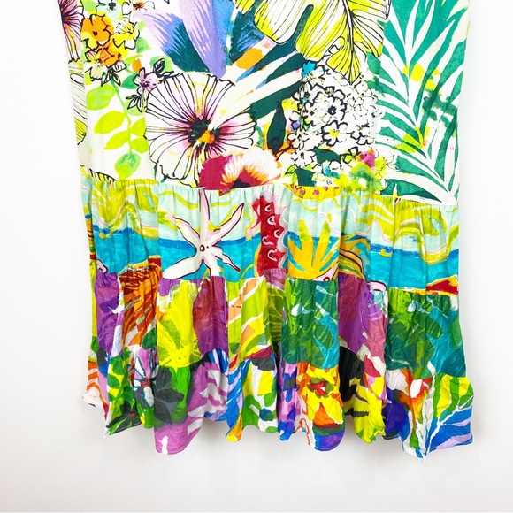 Jams World | Hattie Floral Tropical Print Tiered Dress in Jungle Splash - Picture 3 of 7